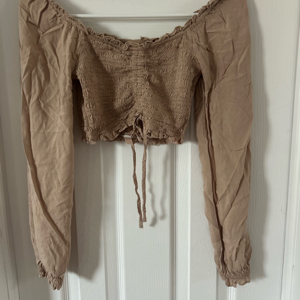 Women's Tan Off-Shoulder Top